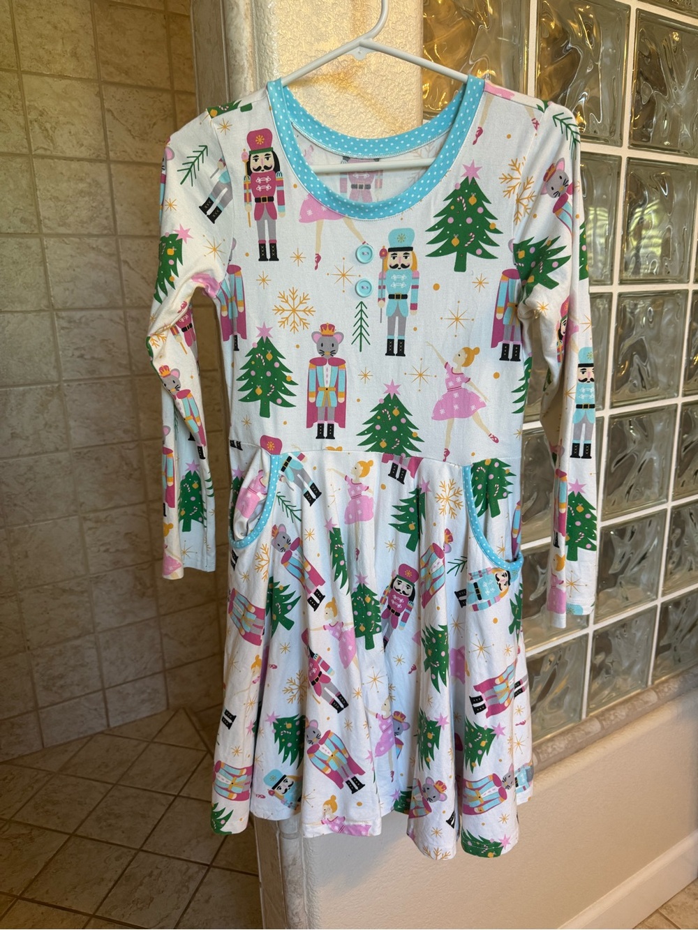 14-16 Kids Eleanor Rose Nutcracker & Christmas Tree Long Sleeve Dress